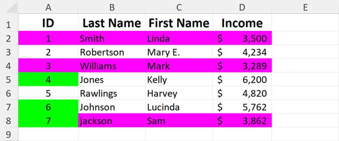 How to use Like and two wildcard conditions to color rows and certain cells Use Like and two wildcard conditions to color rows and certain cells